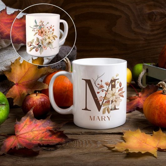 Mug Fleur sauvage d'automne Jardin initial M