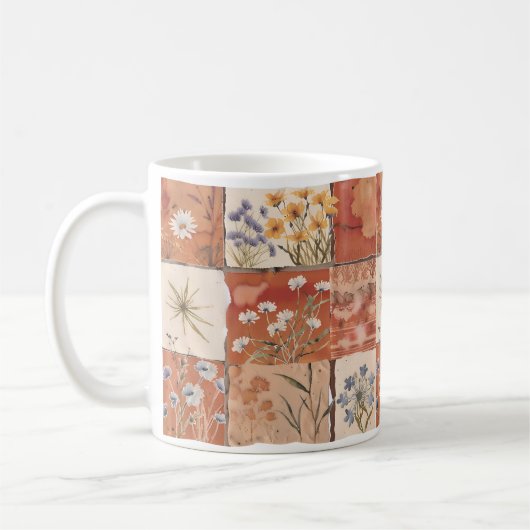 Mug Fleur sauvage en terre cuite Patchwork Rustique Bo (Gauche)