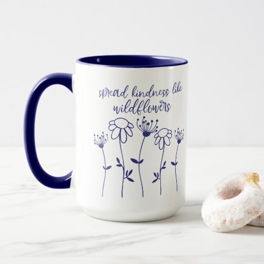 Mug Fleur sauvage Étalage Kindness Inspiration (Avec donut)
