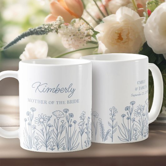 Mug Fleur sauvage Floral Toute ligne de couleur tracée