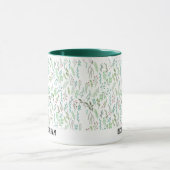 Mug Fleur sauvage minimale Élégant café vert de Noël (Centre)