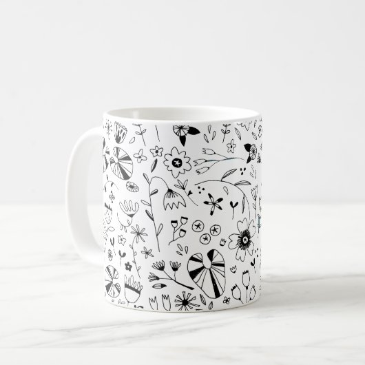 Mug Fleur sauvage Monochrome moderne (Devant gauche)
