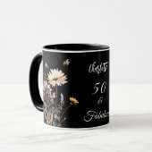 Mug Fleur sauvage noir jaune 50 fabuleux anniversaire (Devant gauche)
