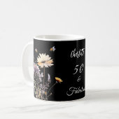 Mug Fleur sauvage noir jaune 50 fabuleux anniversaire (Devant gauche)