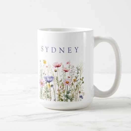 Mug Fleur Sauvage Nom Personnalisé (Droite)