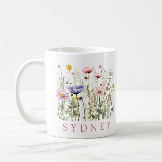 Mug Fleur Sauvage Nom Personnalisé (Gauche)