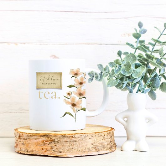 Mug Fleur sauvage Nom personnalisé Thé à Timbre Floral