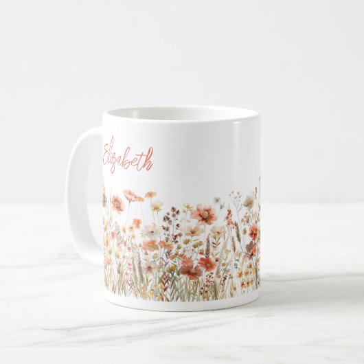 Mug Fleur sauvage orange aquarelle (Devant gauche)