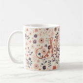 Mug Fleur sauvage rose beige corail Boho Monogramme (Gauche)