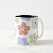 mug fleur smiley mignon / esthétique pastel de mar (Devant droit)
