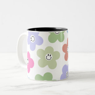 mug fleur smiley mignon / esthétique pastel de mar