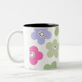 mug fleur smiley mignon / esthétique pastel de mar (Gauche)