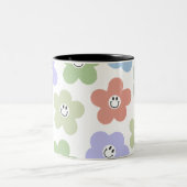 mug fleur smiley mignon / esthétique pastel de mar (Centre)