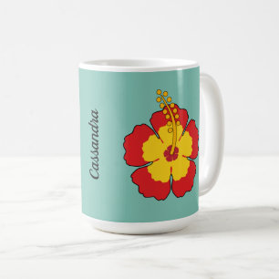 Mug Fleur tropicale de l'Hibiscus rouge Ajouter Votr