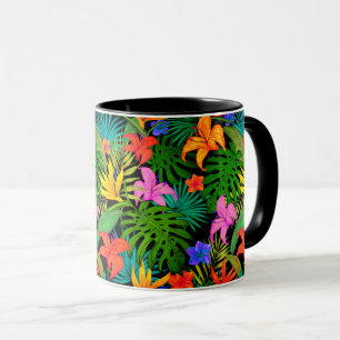 Mug Fleur tropicale et feuille de palmier coloré hawaï