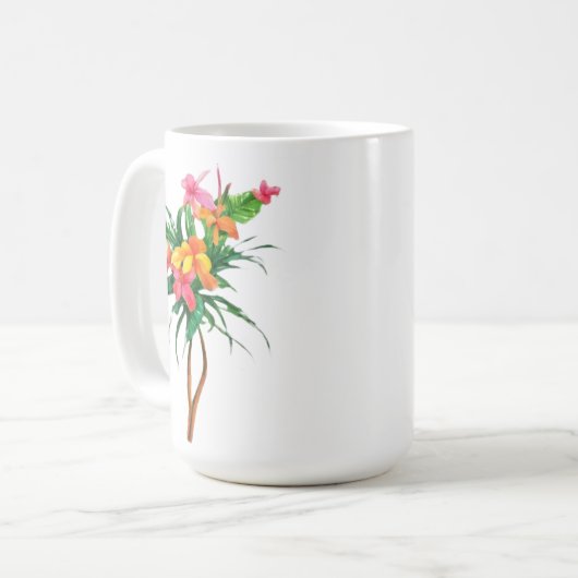 Mug Fleur tropicale jaune rose (Devant gauche)