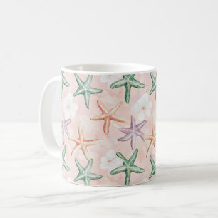 Mug Fleur tropicale pêche vert orange étoile de mer vi
