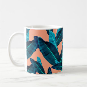 Mug Fleur tropicale, plante et motif de feuilles b