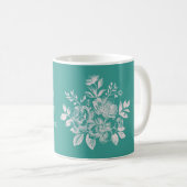 Mug Fleur Vert Blanc (Devant droit)