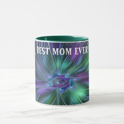 Mug Fleur vert violet Abstrait Art fractal Meilleure m (Centre)