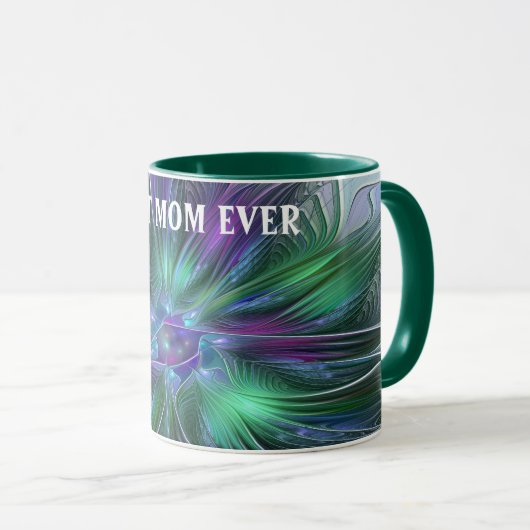 Mug Fleur vert violet Abstrait Art fractal Meilleure m (Devant droit)