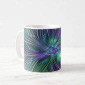 Mug Fleur vert violet Art Abstrait moderne Fractal (Devant gauche)
