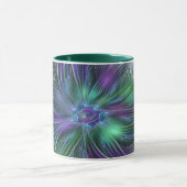 Mug Fleur verte abstraite moderne fractale violette (Centre)