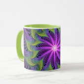 Mug Fleur verte violette Art fractal abstrait moderne (Devant gauche)