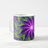 Mug Fleur verte violette Art fractal abstrait moderne (Devant gauche)