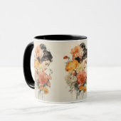 Mug Fleur vintage et femme (Devant gauche)