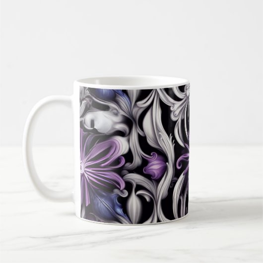 Mug Fleur violet et violet clair Art Abstrait (Gauche)