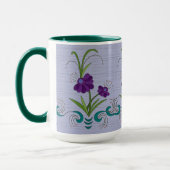 Mug Fleur Violette Enjouée avec Tourbillons de Teal (Gauche)