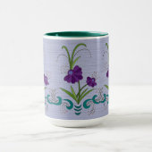 Mug Fleur Violette Enjouée avec Tourbillons de Teal (Centre)