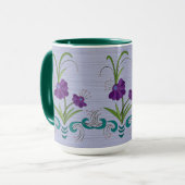 Mug Fleur Violette Enjouée avec Tourbillons de Teal (Devant gauche)