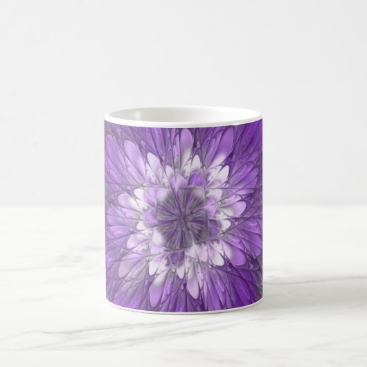 Mug Fleur Violette Psychedélique Art Fractal Abstrait (Centre)