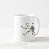 Mug Fleur Whimsical Mélanger Turquoise Gris rose Fleur (Devant droit)