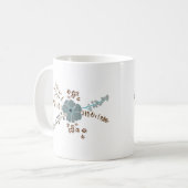 Mug Fleur Whimsical Mélanger Turquoise Gris rose Fleur (Devant gauche)