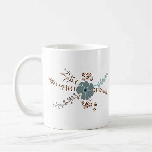 Mug Fleur Whimsical Mélanger Turquoise Gris rose Fleur (Gauche)