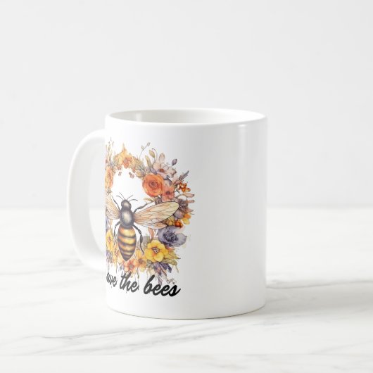 Mug Fleur Wreath Sauvez les abeilles (Devant gauche)