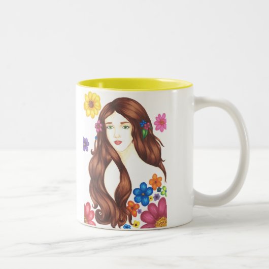 Mug Fleuriste 33cl (Blanc/Jaune) (Droit)