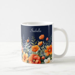 Mug Fleuron Où Vous Êtes Plantée Fleurie Bleue Marine