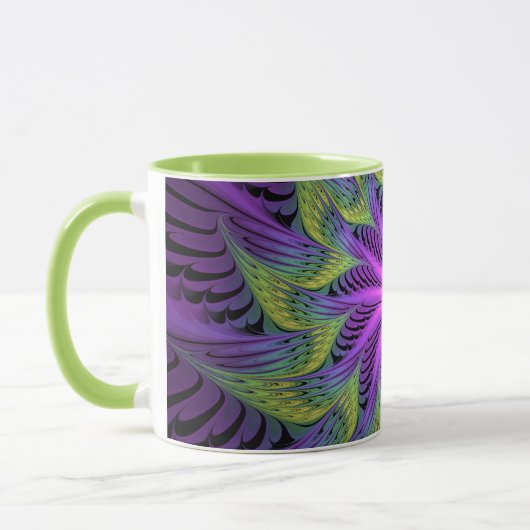 Mug Fleuron vert violet Art Abstrait fractal moderne (Gauche)