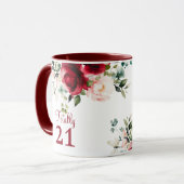 Mug Fleurs 21e Anniversaire (Devant gauche)
