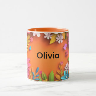 Mug Fleurs 3D avec fleurs botaniques colorées, Cadeau