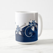 Mug Fleurs 3D bleu et blanc Lampe de table Boisson Pit (Devant droit)