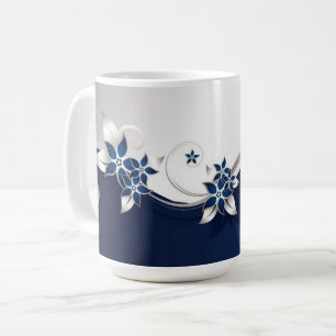 Mug Fleurs 3D bleu et blanc Lampe de table Boisson Pit