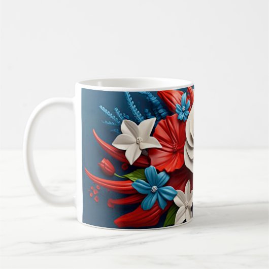 Mug Fleurs 3D vibrantes (Gauche)