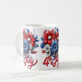 Mug Fleurs 4 juillet en bleu blanc et bleu patriotique (Devant gauche)