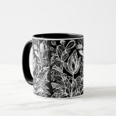 Mug Fleurs à fond noir (Devant gauche)