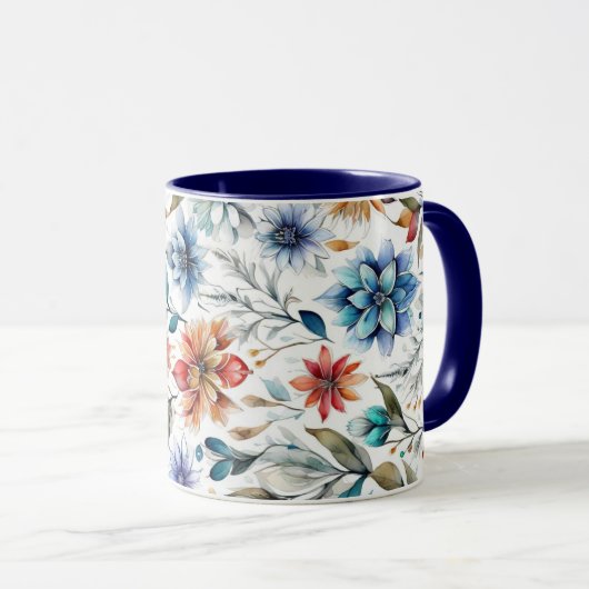 Mug Fleurs à l'aquarelle (Devant droit)